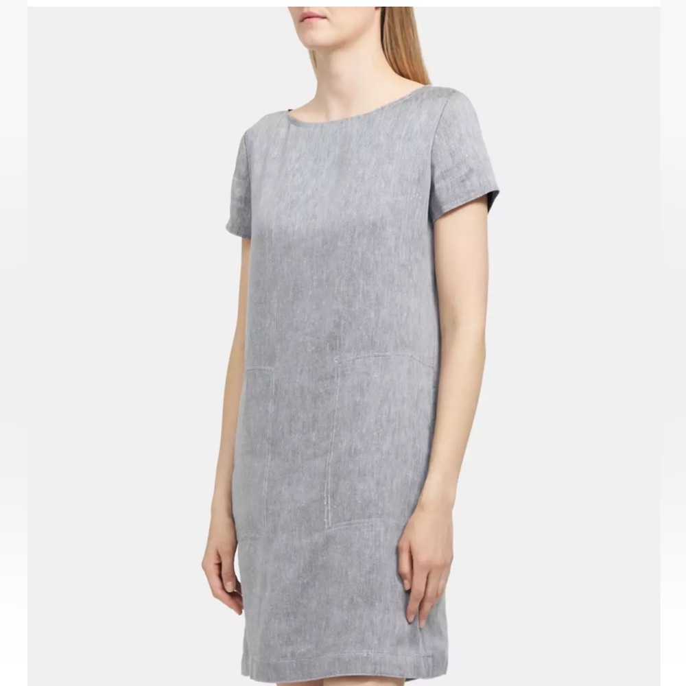 NWT lovely and elegant Theory linen twill shift dress size L